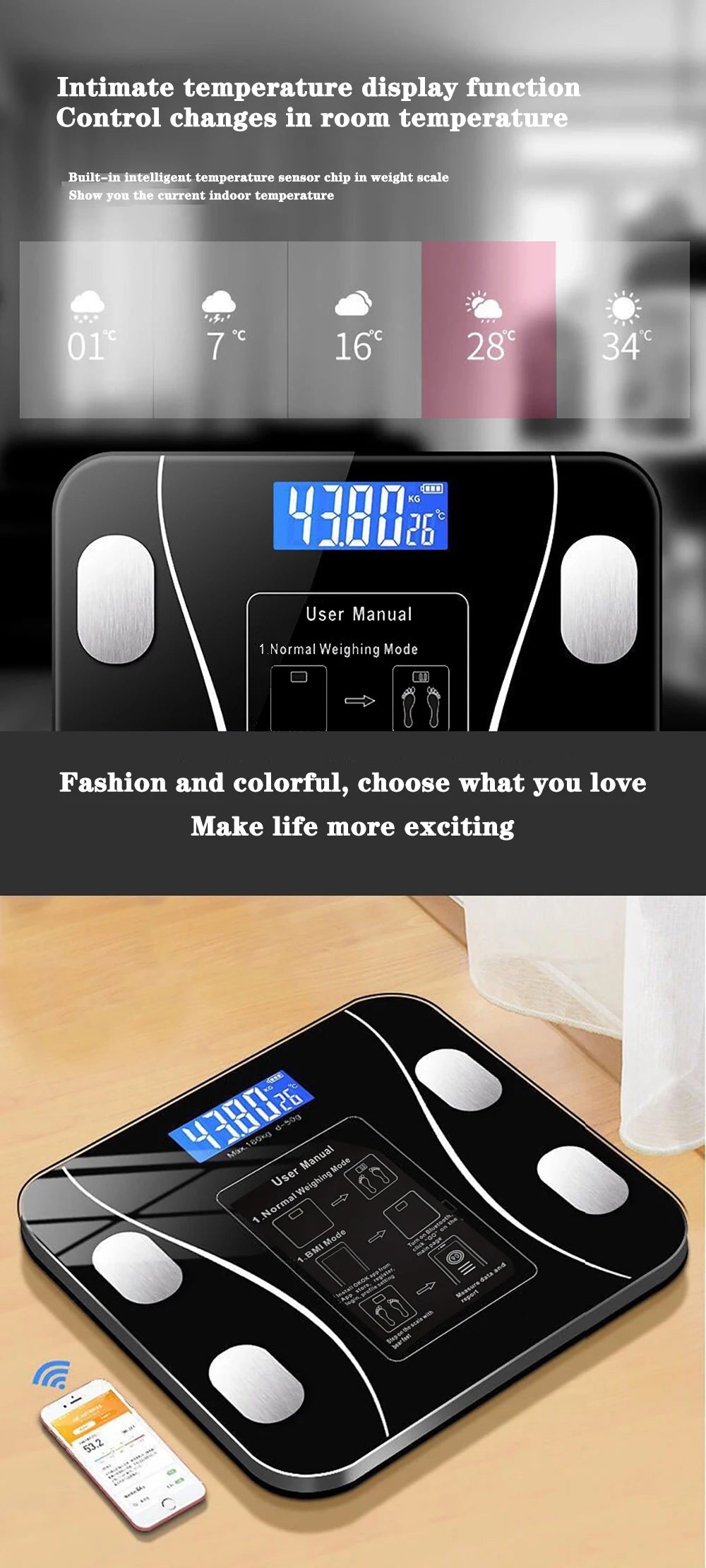 Smart Body Fat Scale – Bluetooth Digital Bathroom Scale with App | Know Your Body, Not Just Your Weight