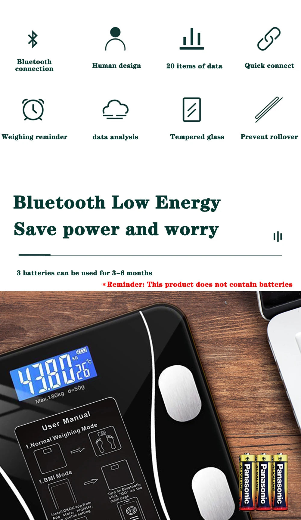 Smart Body Fat Scale – Bluetooth Digital Bathroom Scale with App | Know Your Body, Not Just Your Weight