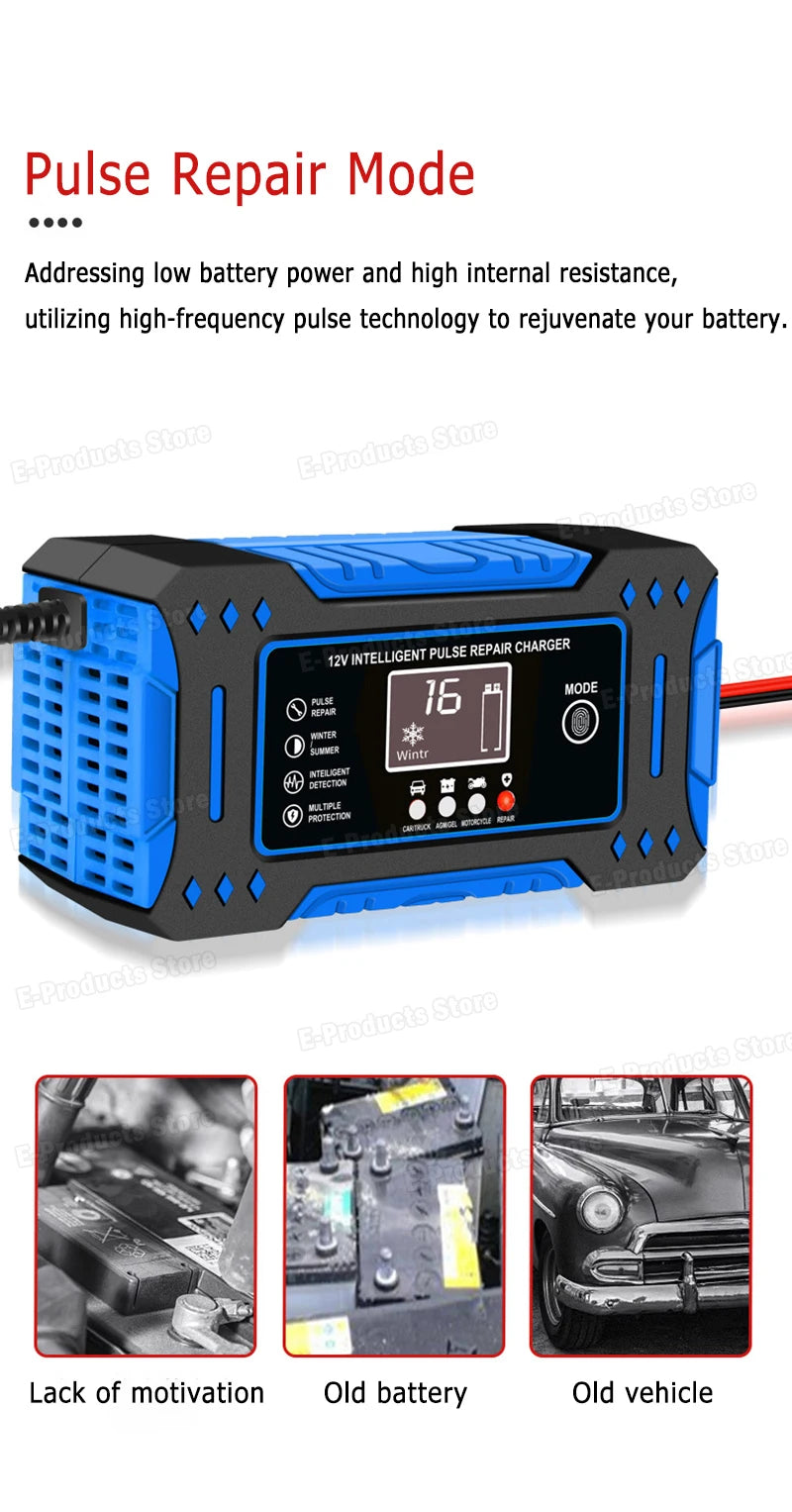 12V 6A Smart Car Battery Charger – LiFePO4 & Lead Acid | Dead Battery? Not Anymore.