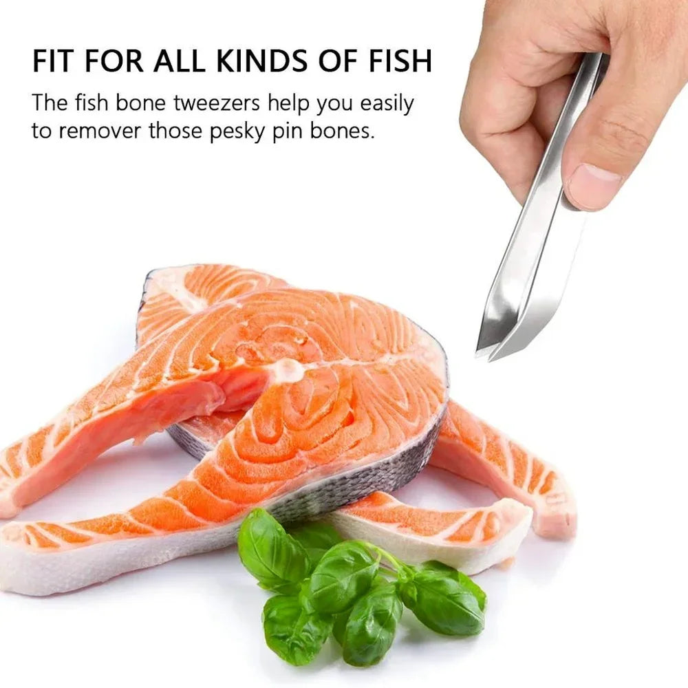 Fish Bone Tweezers Set – Flat & Slant Stainless Steel | The Kitchen Tool You Didn't Know You Needed
