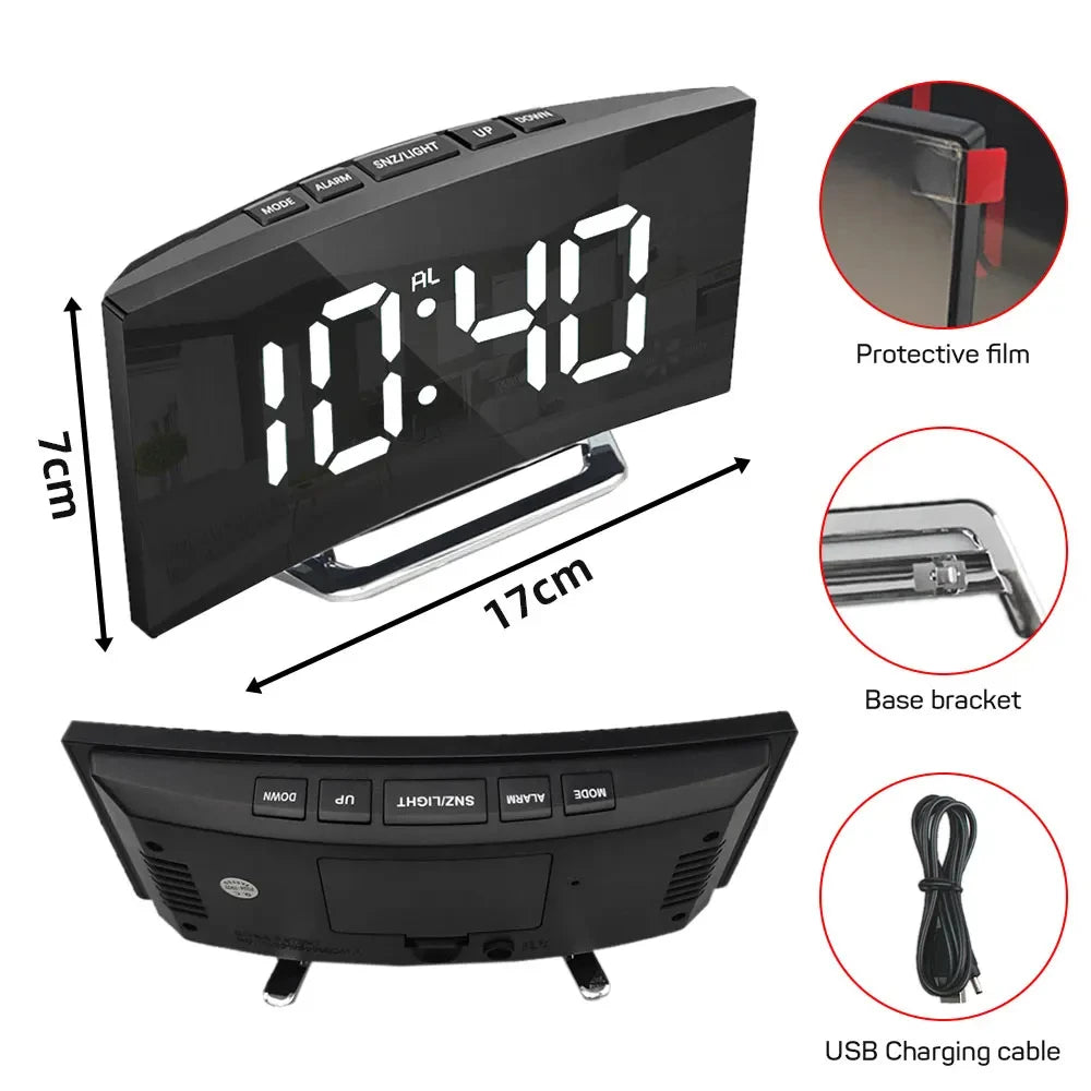 LED Digital Alarm Clock – Large Display with Temperature, Calendar & Night Light | Wake Up Right