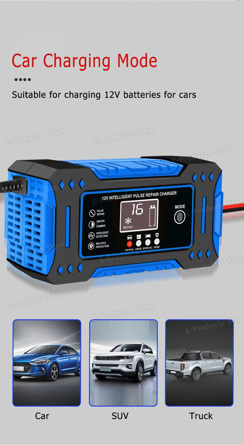 12V 6A Smart Car Battery Charger – LiFePO4 & Lead Acid | Dead Battery? Not Anymore.