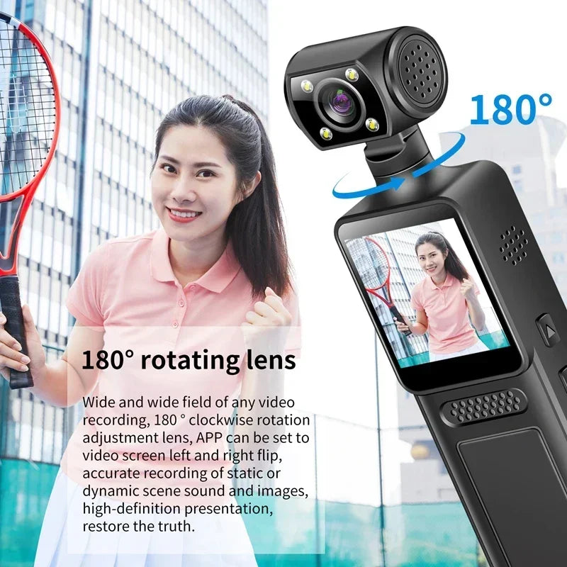 Lenovo 2026 Mini Pocket Camera – 8K HD 180° Rotating Night Vision | Capture Everything, Miss Nothing