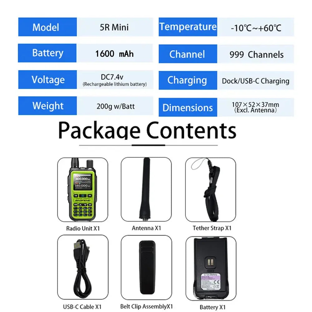 BAOFENG UV-5R Mini Two-Way Radio 2-Pack – 5W Dual Band | Stay Connected When Everything Else Fails