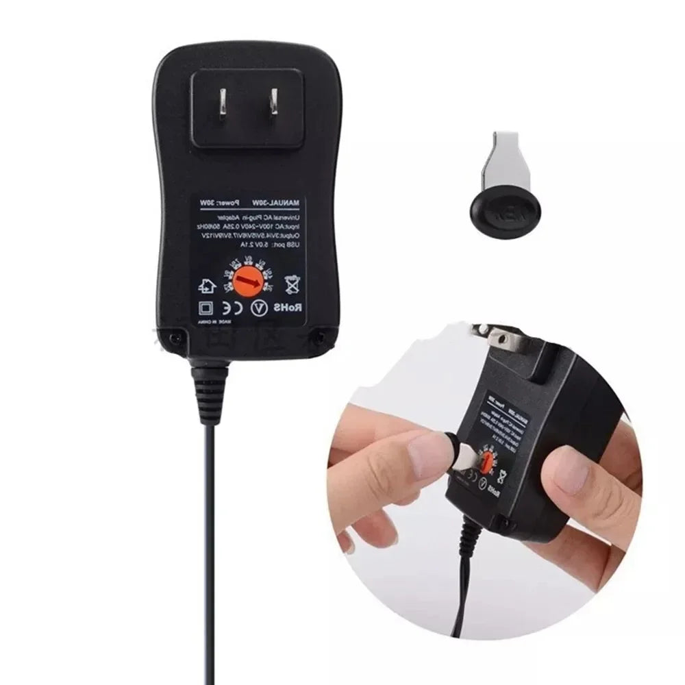 Universal AC/DC Power Adapter – 3V to 12V Adjustable | One Charger for Everything You Own