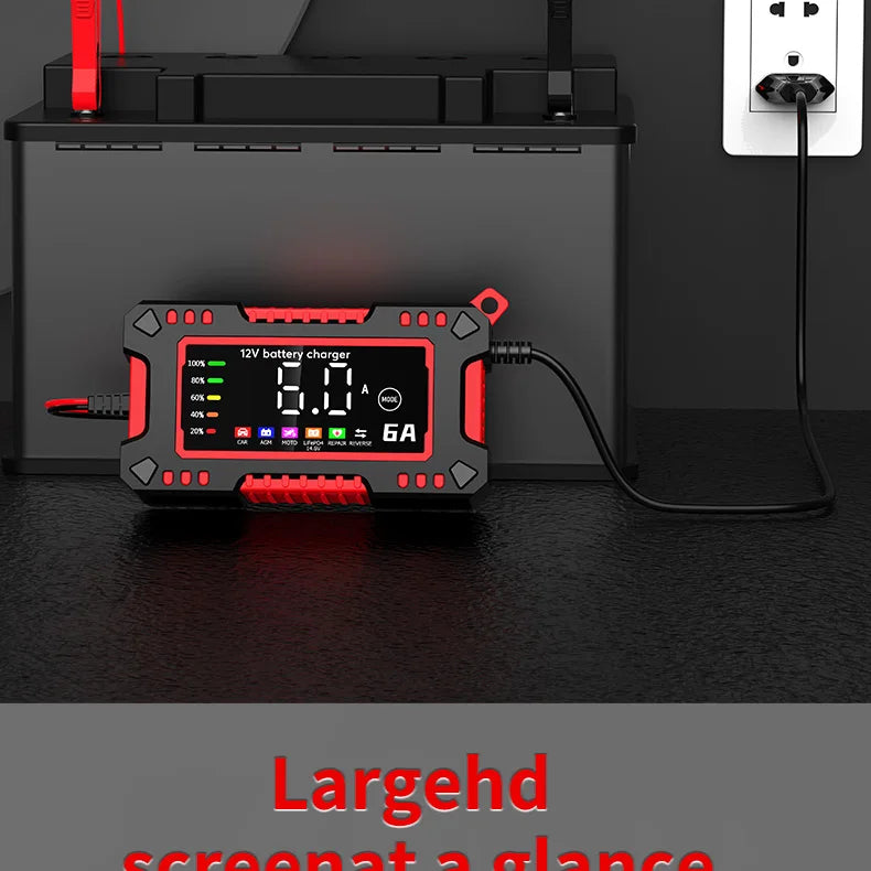 12V 6A Smart Car Battery Charger – LiFePO4 & Lead Acid | Dead Battery? Not Anymore.