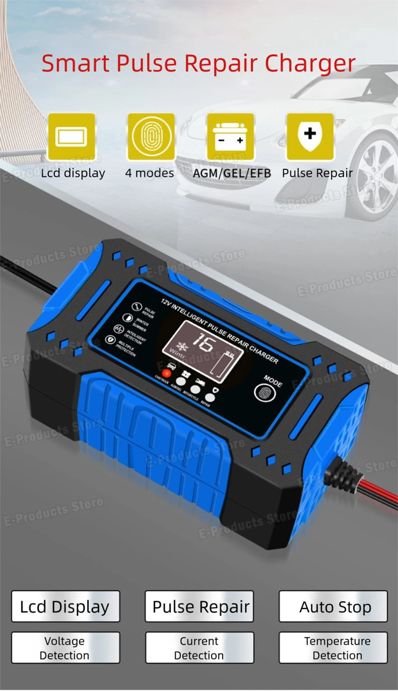 12V 6A Smart Car Battery Charger – LiFePO4 & Lead Acid | Dead Battery? Not Anymore.