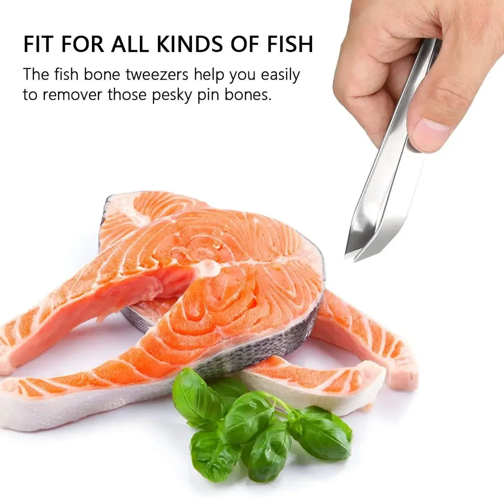 Fish Bone Tweezers Set – Flat & Slant Stainless Steel | The Kitchen Tool You Didn't Know You Needed