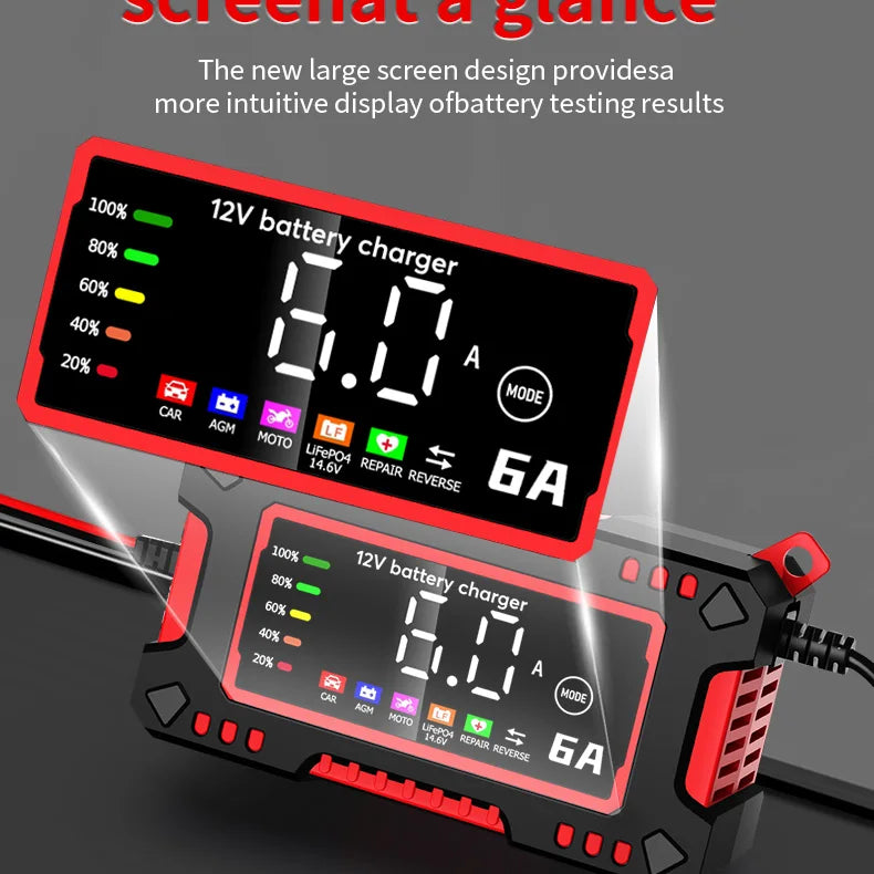 12V 6A Smart Car Battery Charger – LiFePO4 & Lead Acid | Dead Battery? Not Anymore.