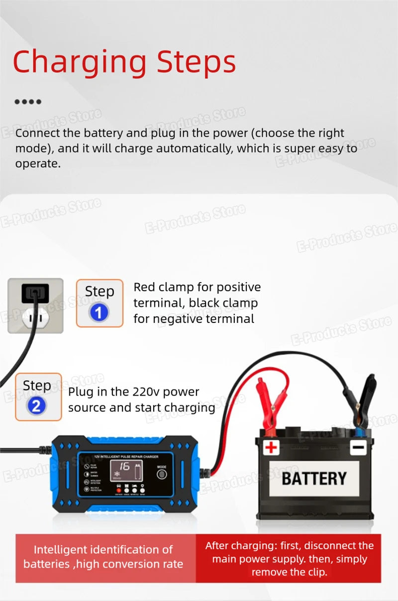 12V 6A Smart Car Battery Charger – LiFePO4 & Lead Acid | Dead Battery? Not Anymore.