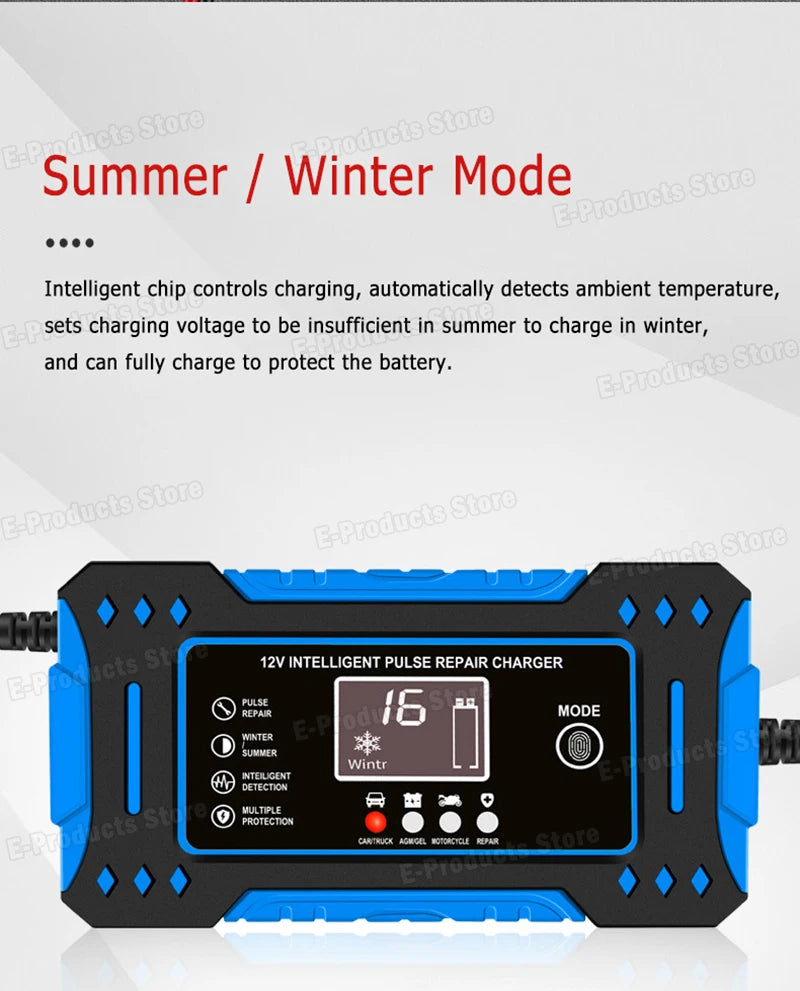 12V 6A Smart Car Battery Charger – LiFePO4 & Lead Acid | Dead Battery? Not Anymore.
