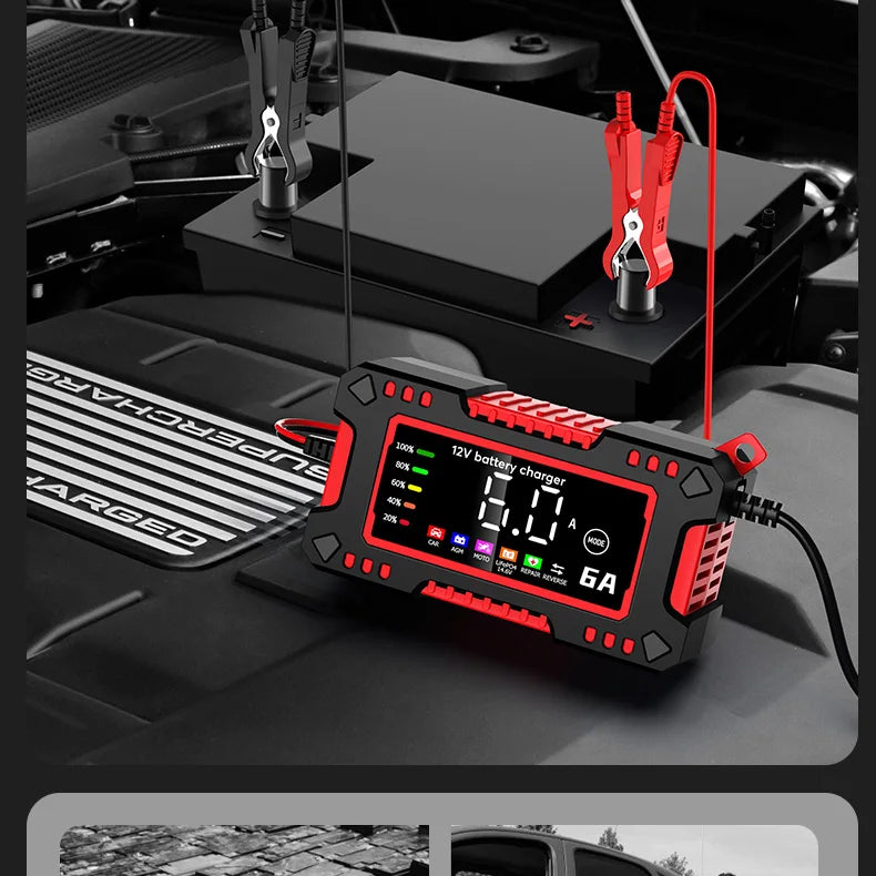 12V 6A Smart Car Battery Charger – LiFePO4 & Lead Acid | Dead Battery? Not Anymore.