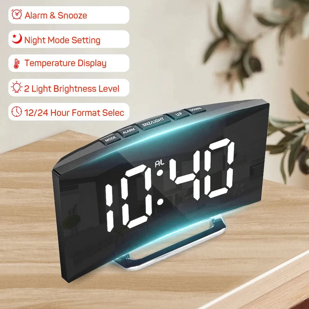 LED Digital Alarm Clock – Large Display with Temperature, Calendar & Night Light | Wake Up Right