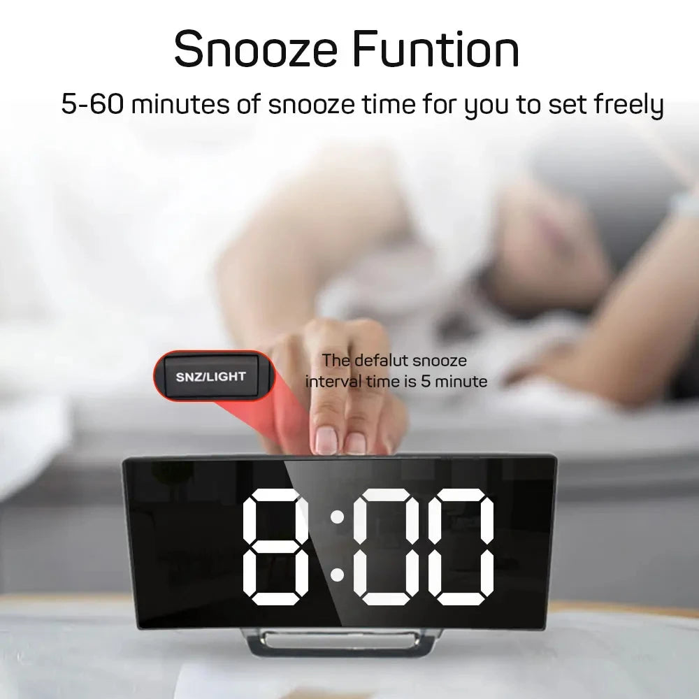 LED Digital Alarm Clock – Large Display with Temperature, Calendar & Night Light | Wake Up Right