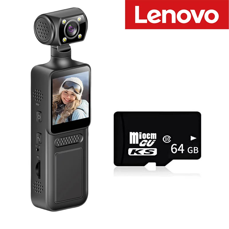 Lenovo 2026 Mini Pocket Camera – 8K HD 180° Rotating Night Vision | Capture Everything, Miss Nothing