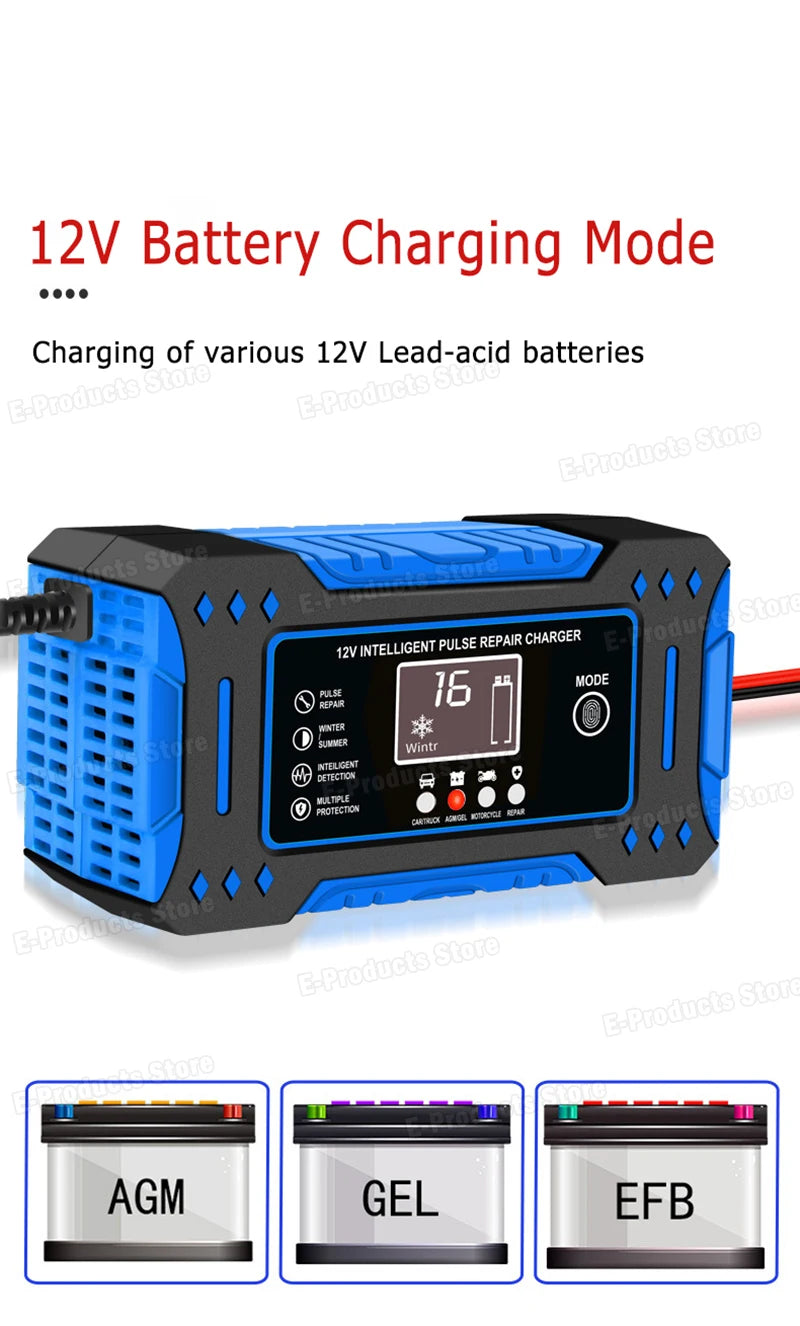 12V 6A Smart Car Battery Charger – LiFePO4 & Lead Acid | Dead Battery? Not Anymore.