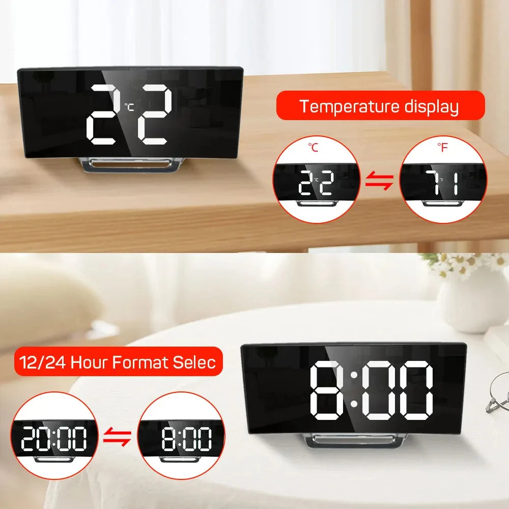 LED Digital Alarm Clock – Large Display with Temperature, Calendar & Night Light | Wake Up Right