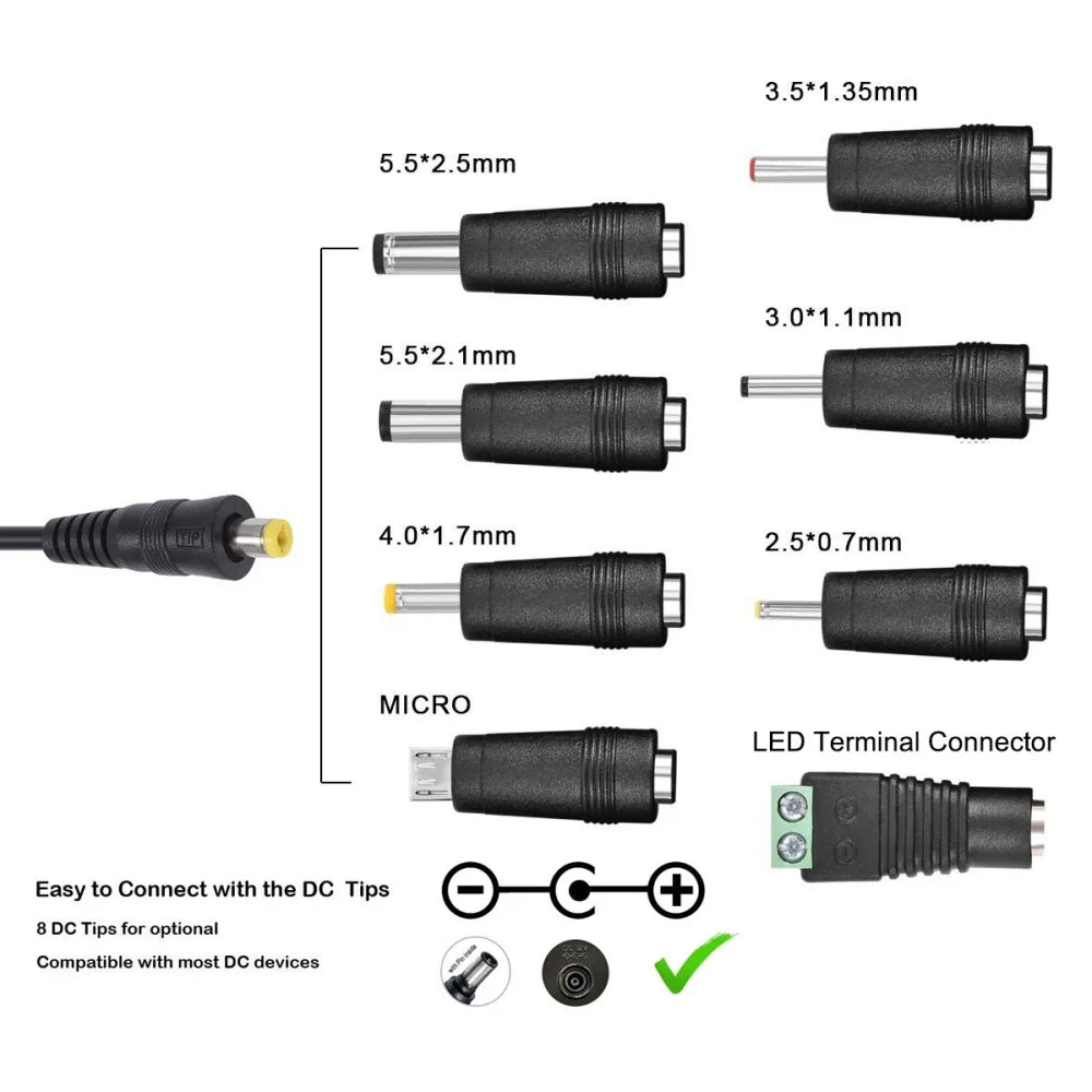 Universal AC/DC Power Adapter – 3V to 12V Adjustable | One Charger for Everything You Own