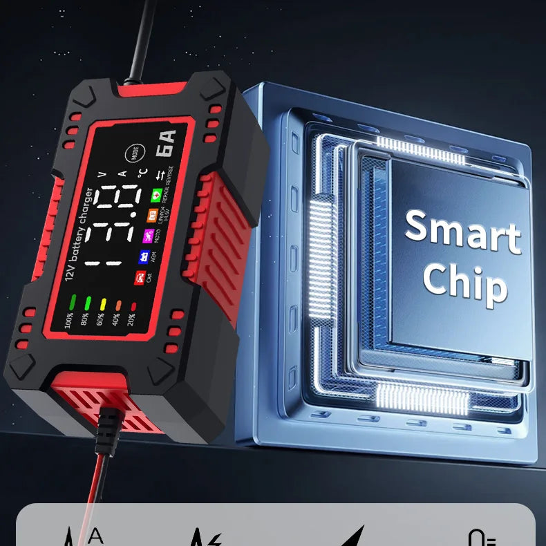 12V 6A Smart Car Battery Charger – LiFePO4 & Lead Acid | Dead Battery? Not Anymore.