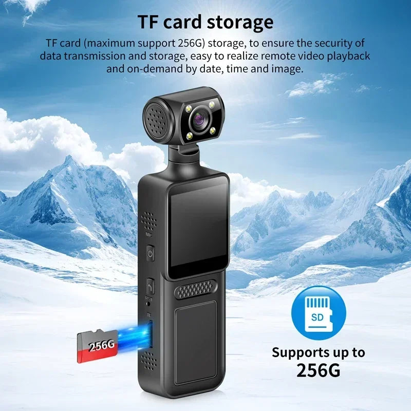 Lenovo 2026 Mini Pocket Camera – 8K HD 180° Rotating Night Vision | Capture Everything, Miss Nothing