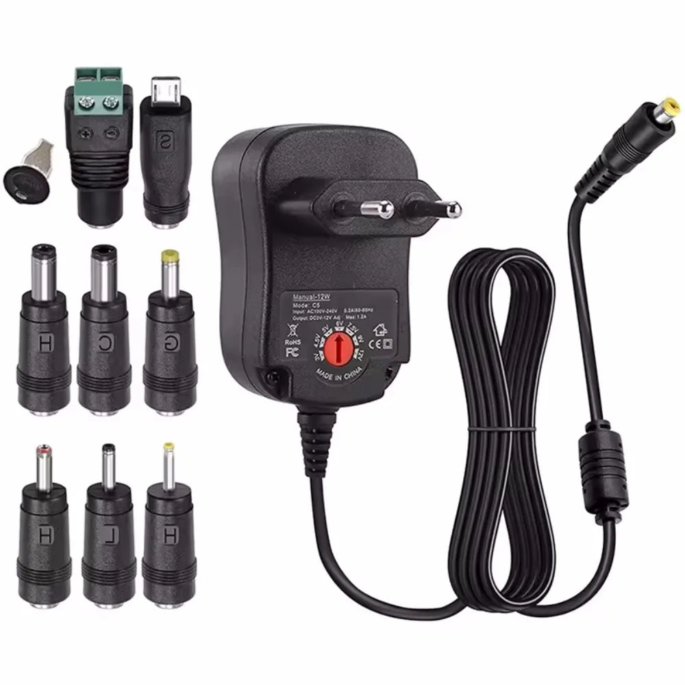 Universal AC/DC Power Adapter – 3V to 12V Adjustable | One Charger for Everything You Own