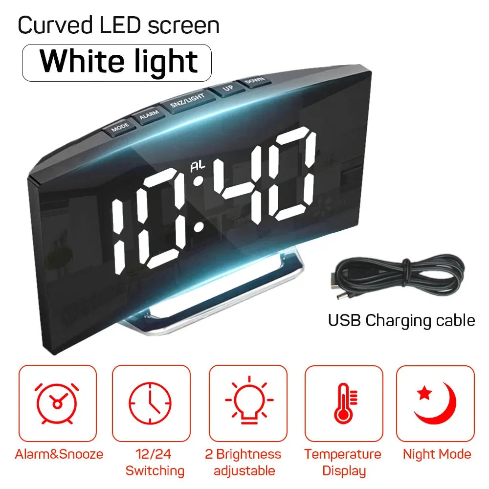 LED Digital Alarm Clock – Large Display with Temperature, Calendar & Night Light | Wake Up Right