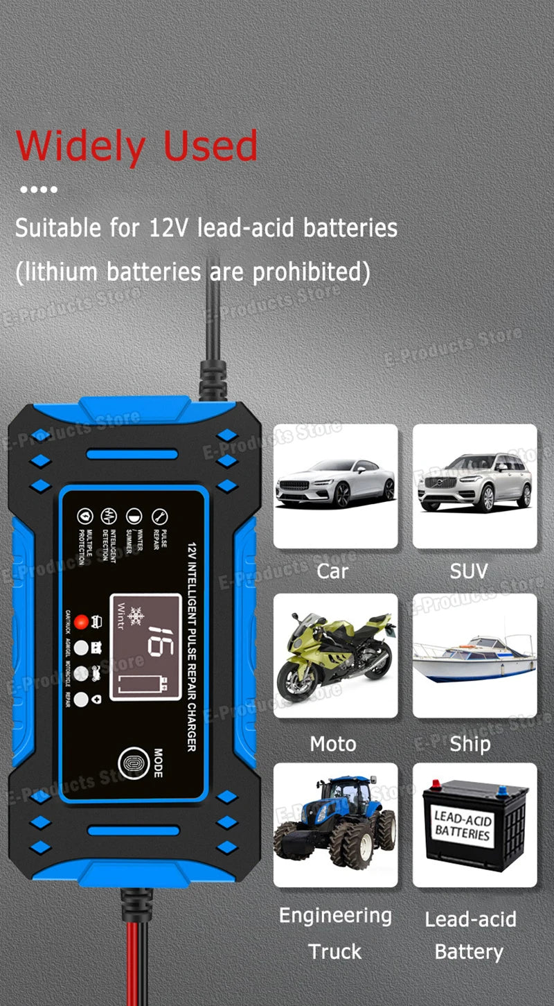 12V 6A Smart Car Battery Charger – LiFePO4 & Lead Acid | Dead Battery? Not Anymore.