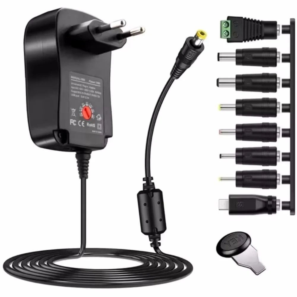 Universal AC/DC Power Adapter – 3V to 12V Adjustable | One Charger for Everything You Own