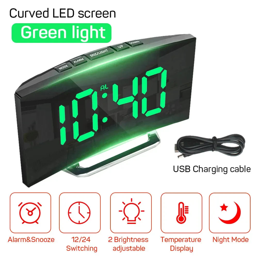 LED Digital Alarm Clock – Large Display with Temperature, Calendar & Night Light | Wake Up Right