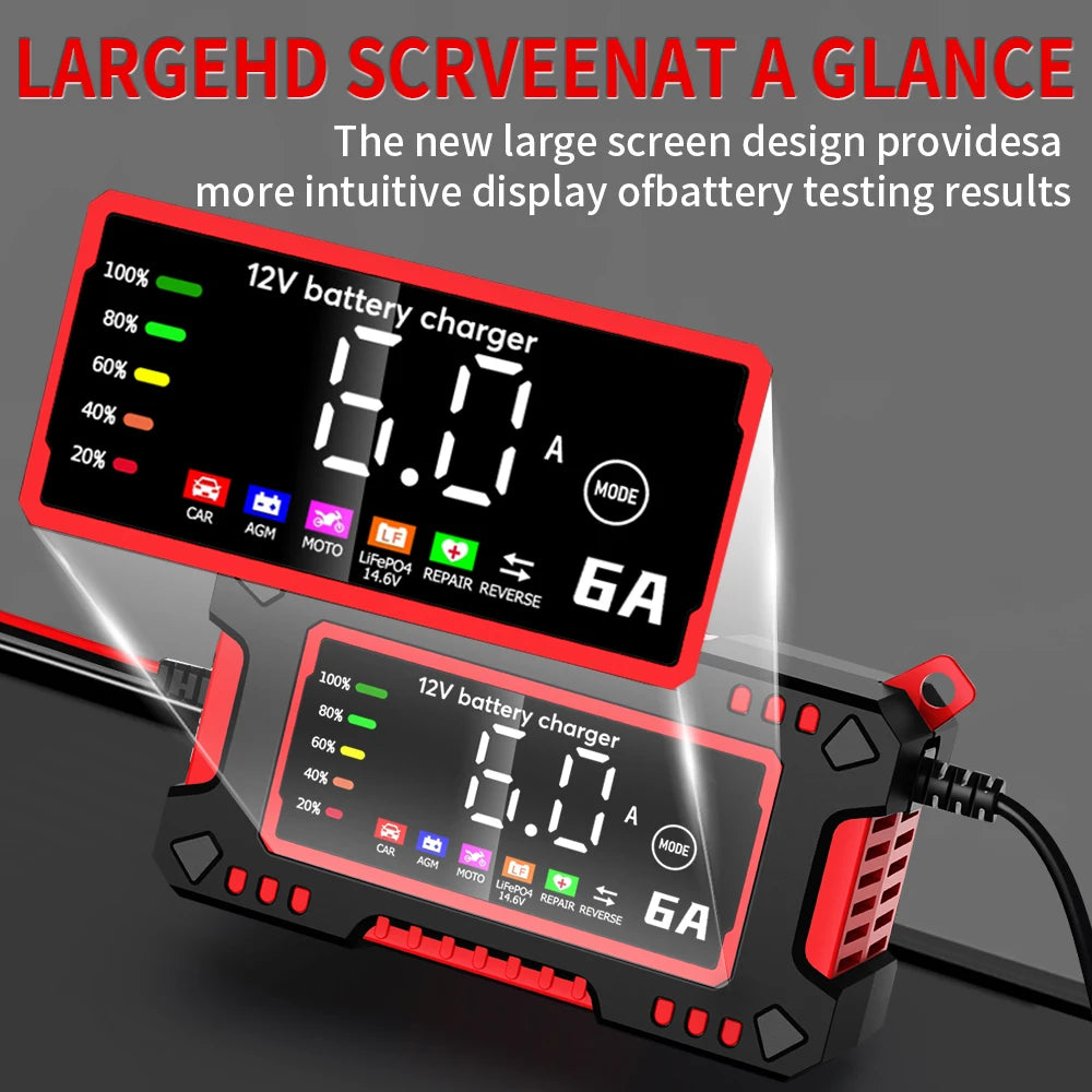 12V 6A Smart Car Battery Charger – LiFePO4 & Lead Acid | Dead Battery? Not Anymore.